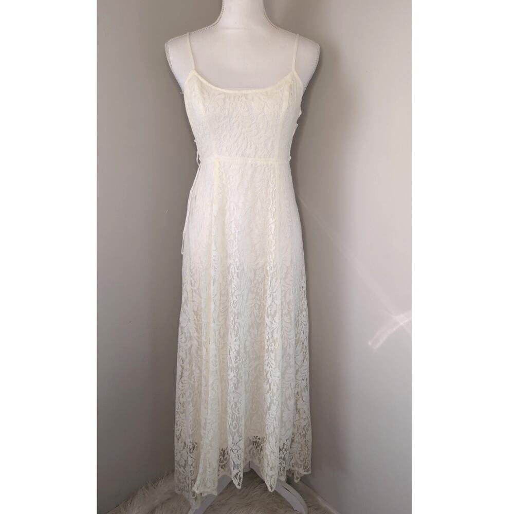 Hollister Lace Corset Maxi Dress XS White Romantic Coquette NWT
